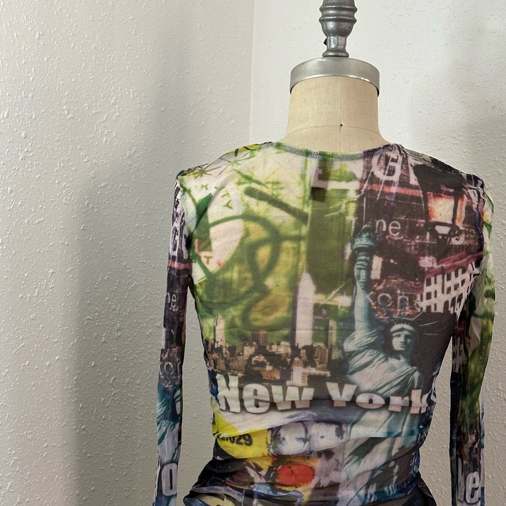 Y2K  MESH NEW YORK FITTED TOP - Picture 3 of 5